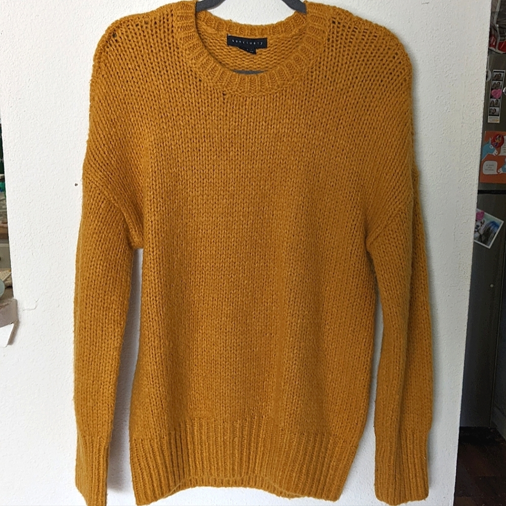 Sanctuary Yellow Crew Neck Fisherman Sweater | size L